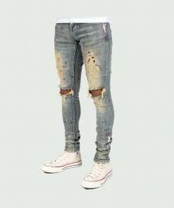 Tulones Western Red, White & Blue Paint Splash Denim Jeans Bottoms