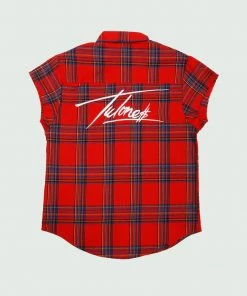 Red Tulones Cut Off Flannel