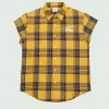 Tops Yellow Tulones Cut Off Flannel