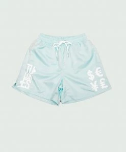 Mint Tulones Stacked Logo Foreign Currencies Running Shorts