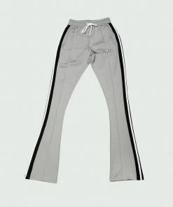Grey & Black Tulones Stacked Track Pants