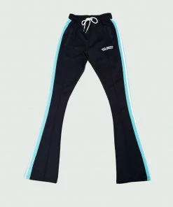 Navy & Sky Blue Tulones Stacked Track Pants