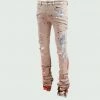 Tulones Khaki Stacked Paint Jeans Bottoms