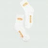 White & Orange Tulones New Underline Mid Crew Socks Accessories