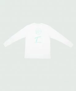 White & Mint Tulones Stacked All Logos Long Sleeve T-Shirt