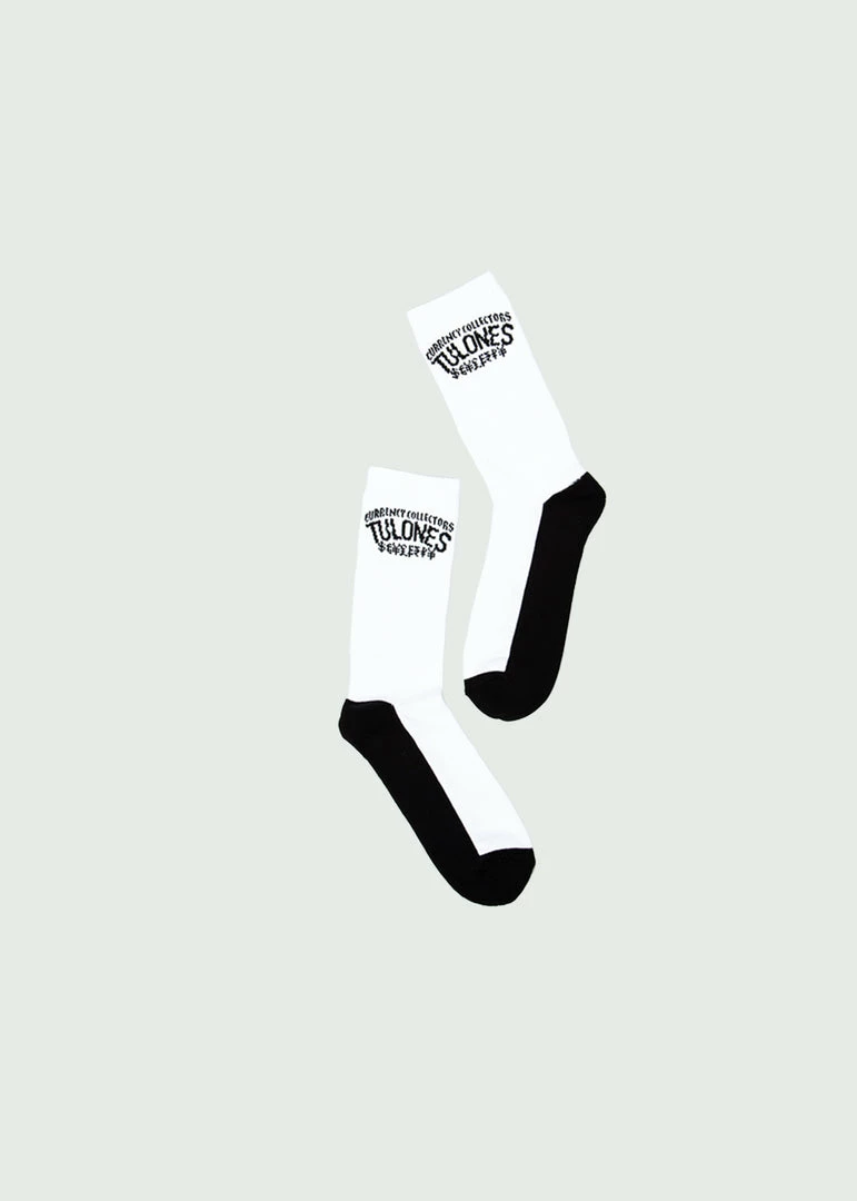 White & Black Tulones Currency Collectors Foreign Currencies Socks