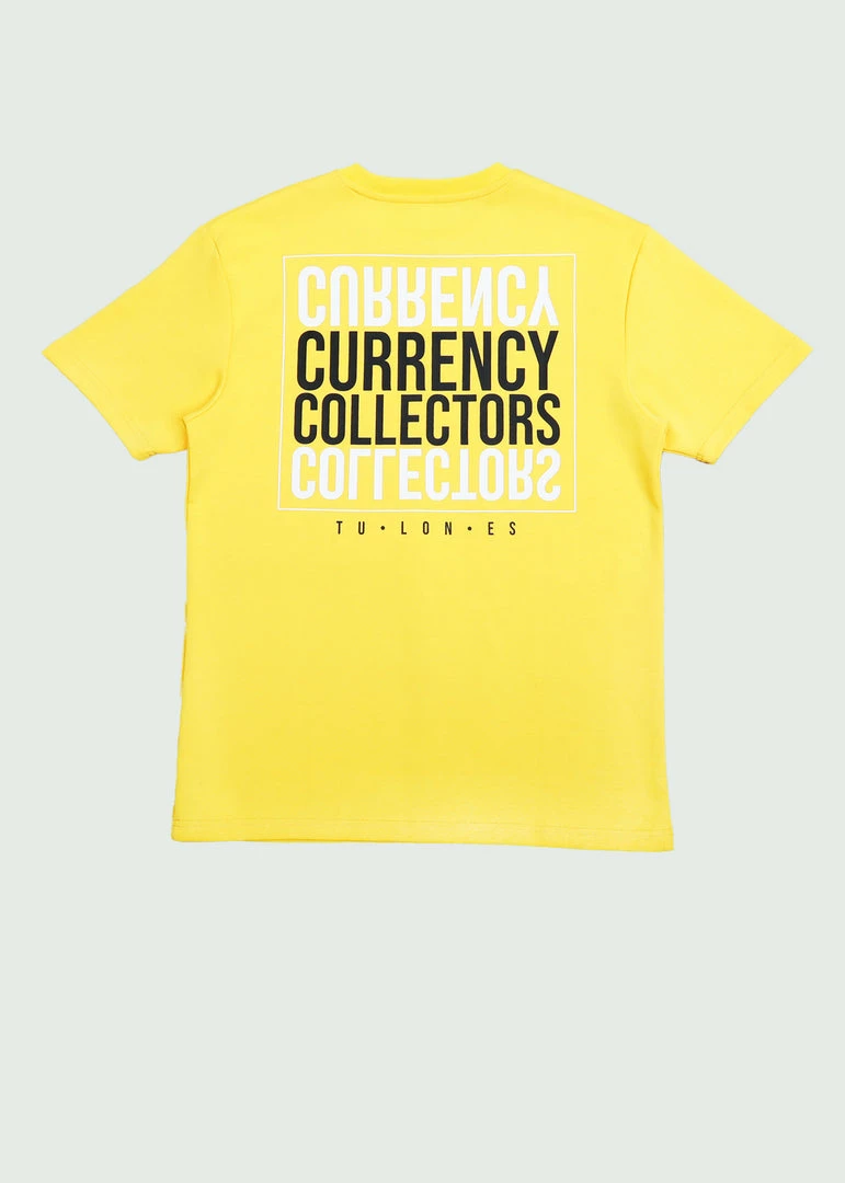 Tulones Yellow Currency Collectors Box Design T-Shirt Tops
