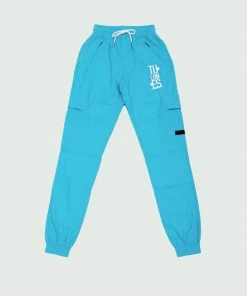 Bottoms Blue Tulones Stacked Logo Nylon Cargo Pants