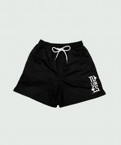 Black Tulones Stacked Logo Running Shorts Bottoms