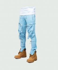 Tulones Denim Sky Blue Utility Strap Cargo Pants