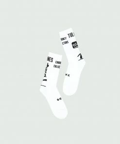White Tulones Currency Symbol Soccer Socks