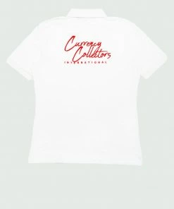 Tulones Tops White & Red Currency Collector International Polo