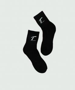 Tulones Accessories Black T Underline Mid Crew Socks