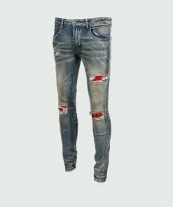 Tulones HEAVY BLUE RED BIKER JEANS Bottoms