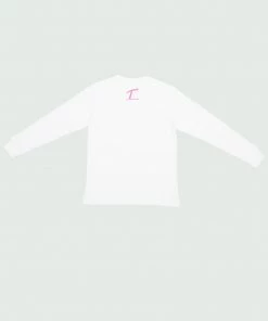 Tops White & Pink Tulones Stacked Logo Long Sleeve T-Shirt