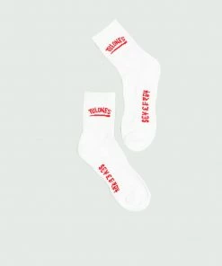 Accessories White & Red Tulones New Underline Mid Crew Socks