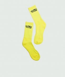 Yellow Tulones New Underline Logo Crew Socks