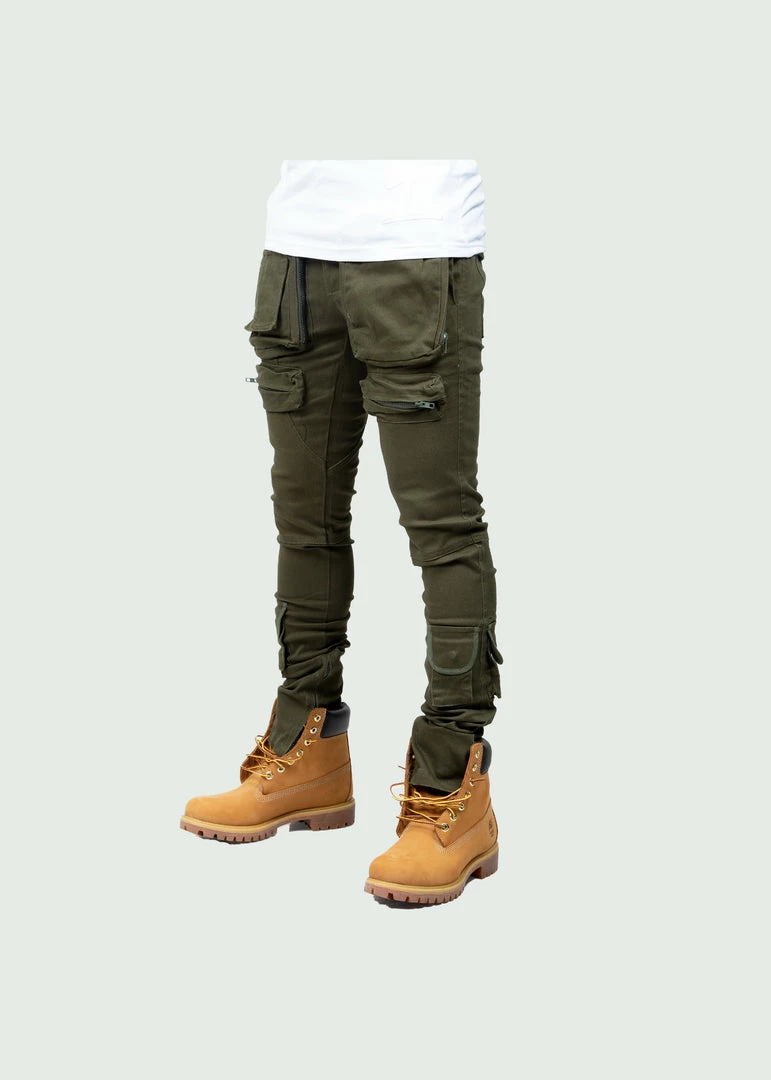 Tulones Army Green Cargo Pants Denim