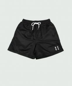 Tulones Black Rubber Patch Hollow Currencies Shorts