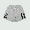 Grey Tulones Stacked Logo Foreign Currencies Running Shorts