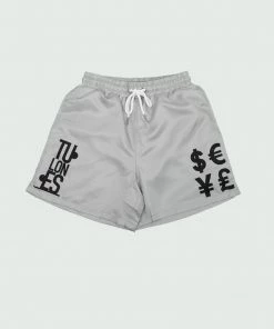 Grey Tulones Stacked Logo Foreign Currencies Running Shorts