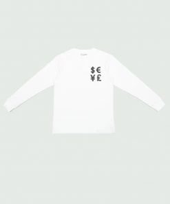 Tulones White & Black Hollow Currency Collection Long Sleeve T-Shirt T-Shirts