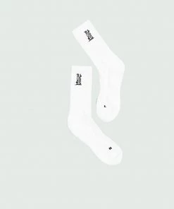 White & Black Tulones Stacked Logo Socks