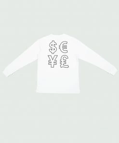 Tulones White & Black Hollow Currency Collection Long Sleeve T-Shirt T-Shirts