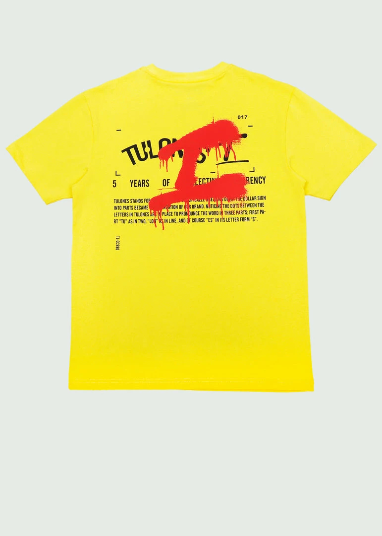 Tulones Yellow “5 Years Of Currency Collecting” T Shirt Tops