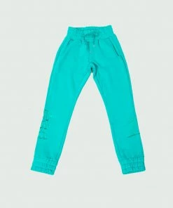 Teal Tulones Stacked T Hollow Logo Joggers Bottoms