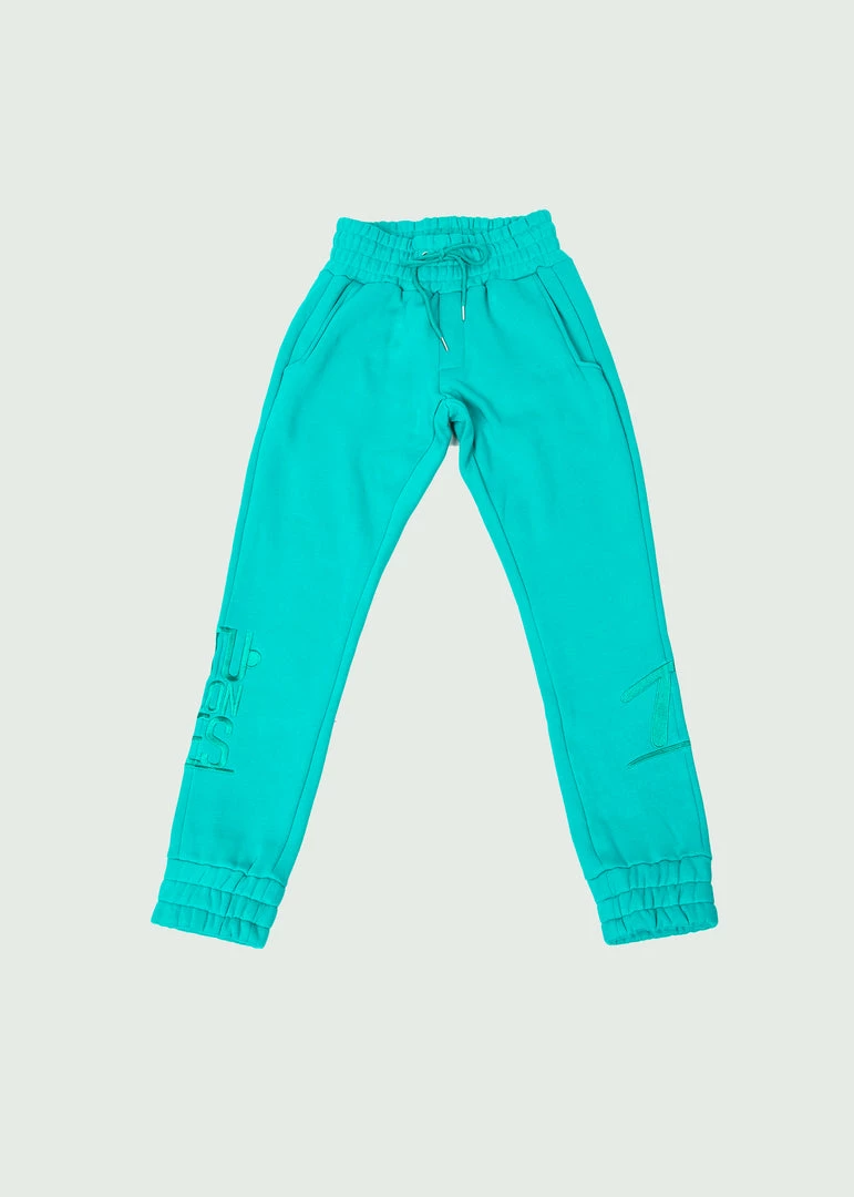 Teal Tulones Stacked T Hollow Logo Joggers Bottoms