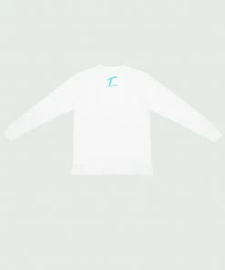 Tops White & Blue Tulones Stacked Logo Long Sleeve T-Shirt