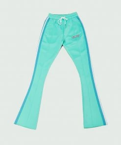 Turquoise & Blue Tulones Stacked Track Pants Bottoms