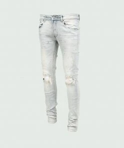 Tulones Light Wash Silver Paint Jeans Bottoms