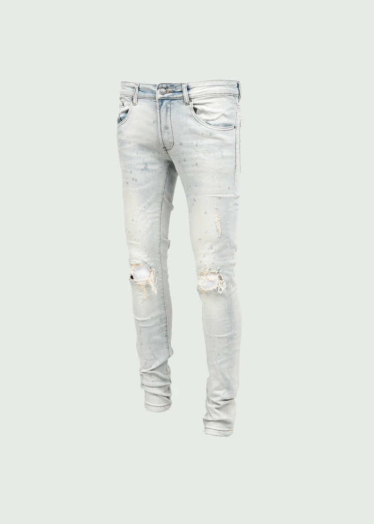 Tulones Light Wash Silver Paint Jeans Bottoms