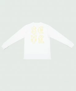 Tulones White & Yellow Hollow Currency Collection Long Sleeve T-Shirt T-Shirts