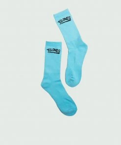 Accessories Sky Blue Tulones New Underline Logo Crew Socks