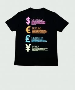 Tulones Black Multicolor Currency Collector Worldwide T-Shirt