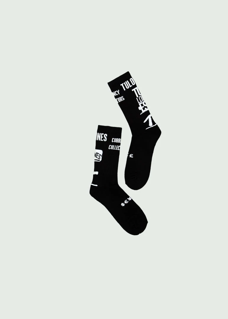 Black Tulones Currency Symbol Soccer Socks