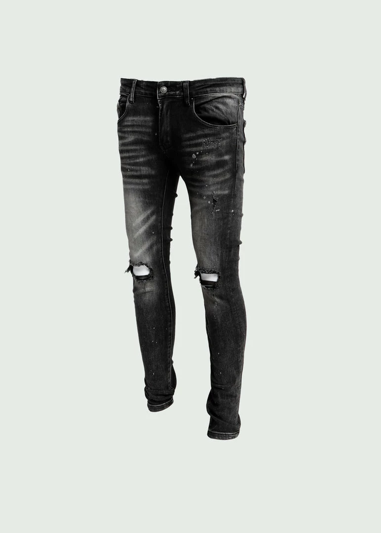 Tulones Grey Silver Paint Jeans Bottoms