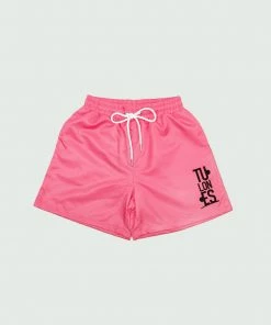Pink Tulones Stacked Logo Running Shorts Bottoms