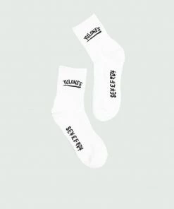 White & Black Tulones New Underline Mid Crew Socks Accessories