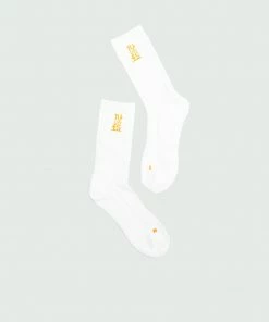 Accessories White & Orange Tulones Stacked Logo Socks