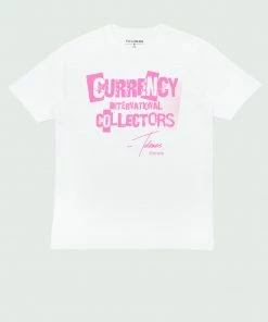 Tulones Tops White & Pink Currency Collectors International T-Shirt