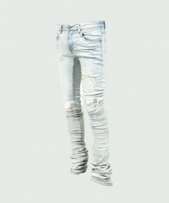 Tulones Light Blue Stacked Denim Jeans Bottoms
