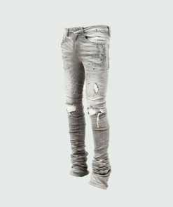 Tulones Grey Stacked Denim Jeans