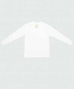 White & Orange Tulones Stacked Logo Long Sleeve T-Shirt Tops