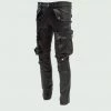 Tulones Black Big Pocket Wax Cargo Pants Denim
