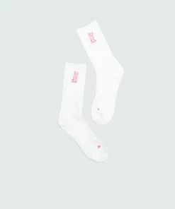 Accessories White & Pink Tulones Stacked Logo Socks