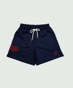 Tulones Navy T Underline Definition Track Shorts Bottoms